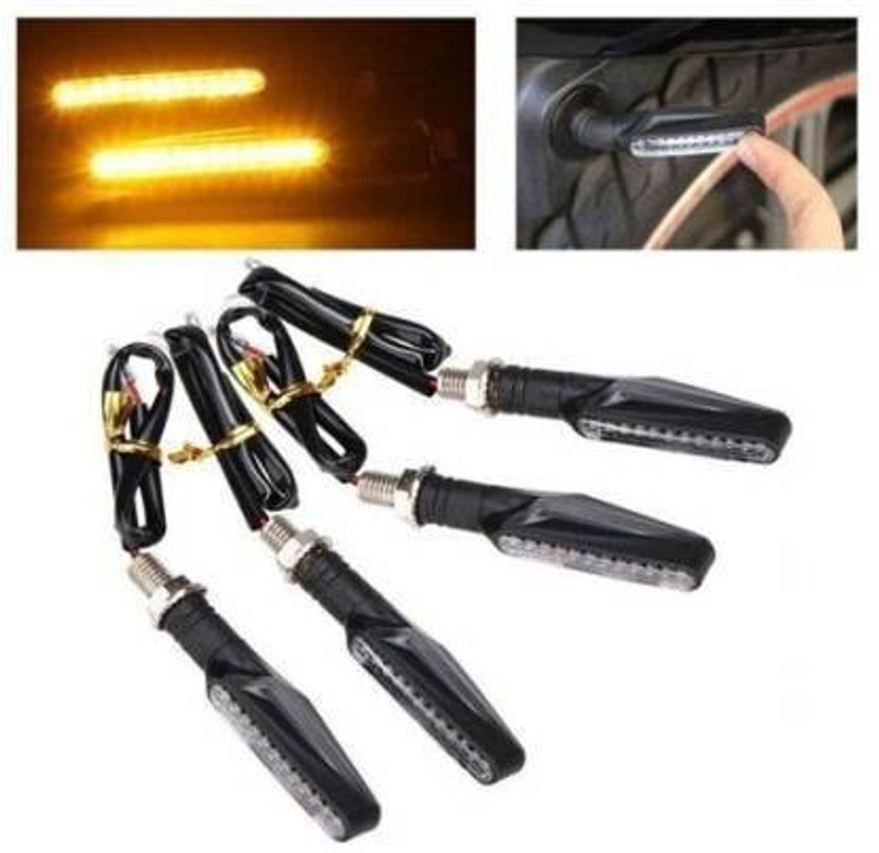 Autoexo Side, Front, Rear LED Indicator Light for KTM, Royal Enfield, Bajaj, Universal For Bike, Yamaha Platina 100, Ninja 300, Apache RTR 180(Yellow)