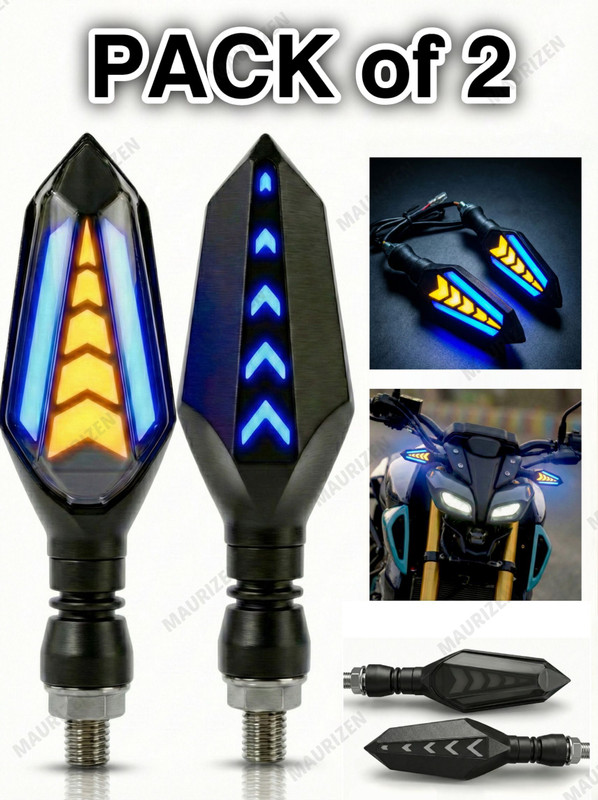 MAURIZEN Side LED Indicator Light for KTM, Yamaha, Bajaj, Hero, Honda, Jawa, Kawasaki, TVS Universal For Bike(Amber, Blue)