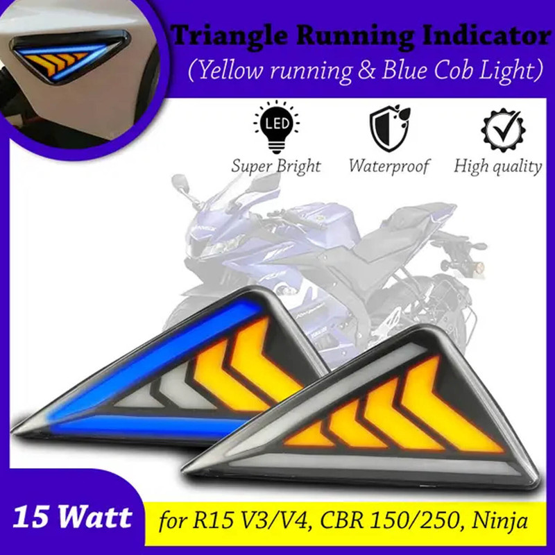 RACER'S EDGE Front LED Indicator Light for Yamaha R15, R1, R15 V2, R15 V4, R15 M(Yellow, Blue)
