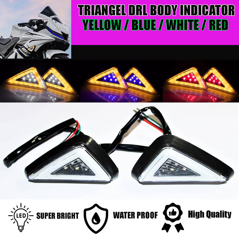 SRPHERE Side LED Indicator Light for Universal For Bike, Yamaha Universal For Bike, R15(Multicolor)