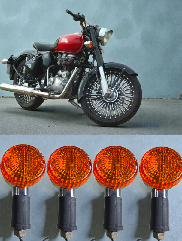 BIKEBLOOM Side, Rear, Front Halogen Indicator Light for Royal Enfield Electra 350, Classic 350(Orange)
