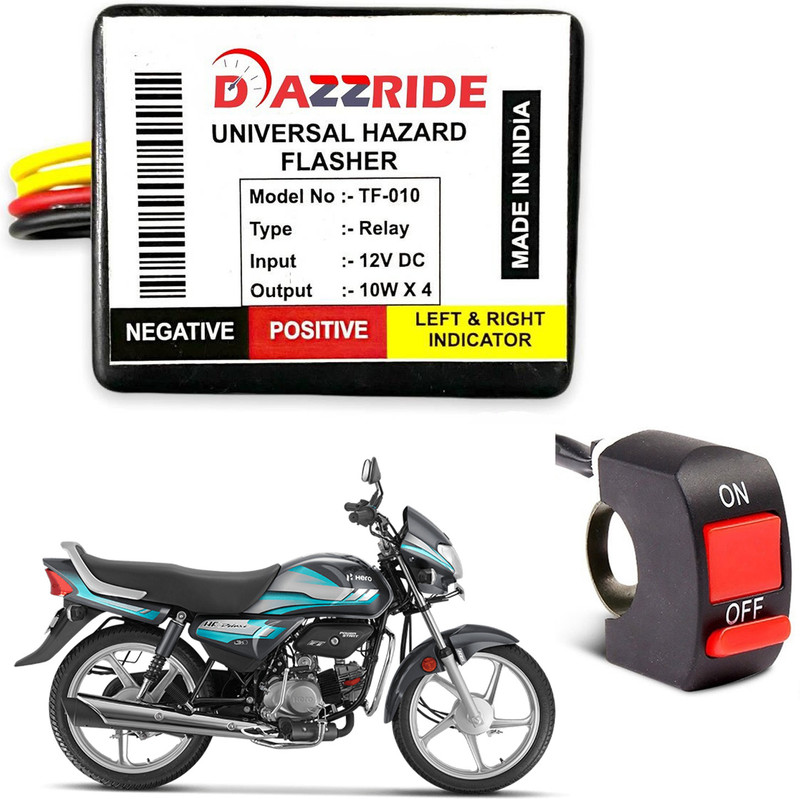 DAZZRIDE Front, Rear, Side LED Indicator Light for Hero HF Deluxe, Universal For Bike(Amber)