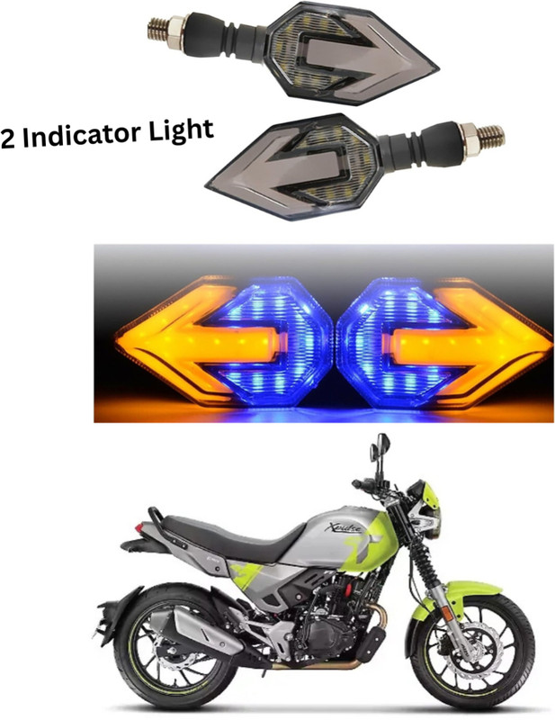 gearvolt Front, Rear LED Indicator Light for Hero XPULSE 200 4V(Yellow, Blue)