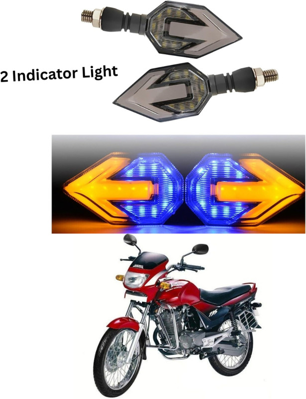 gearvolt Front, Rear LED Indicator Light for Honda Ambition(Yellow, Blue)