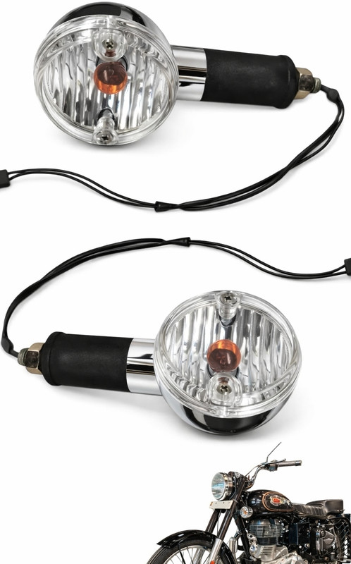 BIKEBLOOM Side, Rear, Front Incandescent Indicator Light for Royal Enfield Standard 350(Amber)