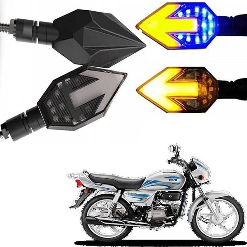 aksmit Side LED Indicator Light for Hero Splendor(Blue, Amber)