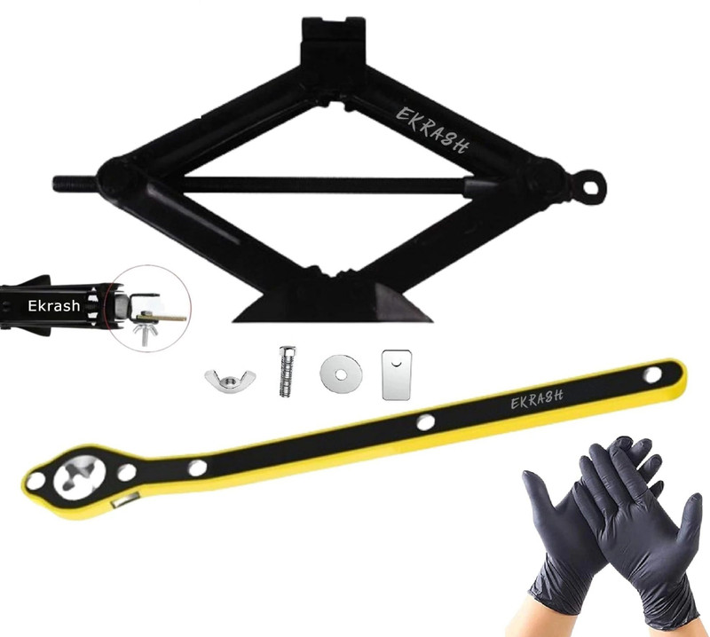 EKRASH 3 Ton Manual Black Jack With Ratchet for Riksha and Small Cars Hatchback Vehicle Jack(3000 kg)