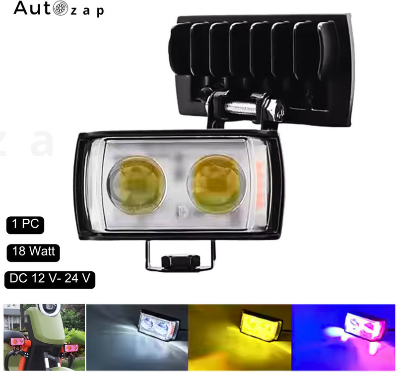 Autozap Mini Projector Fog Light Driving Lamp dual lens with police light & flashing Fog Lamp Car, Motorbike LED (12 V, 36 W)(Universal For Car, Universal For Bike, Pack of 1)