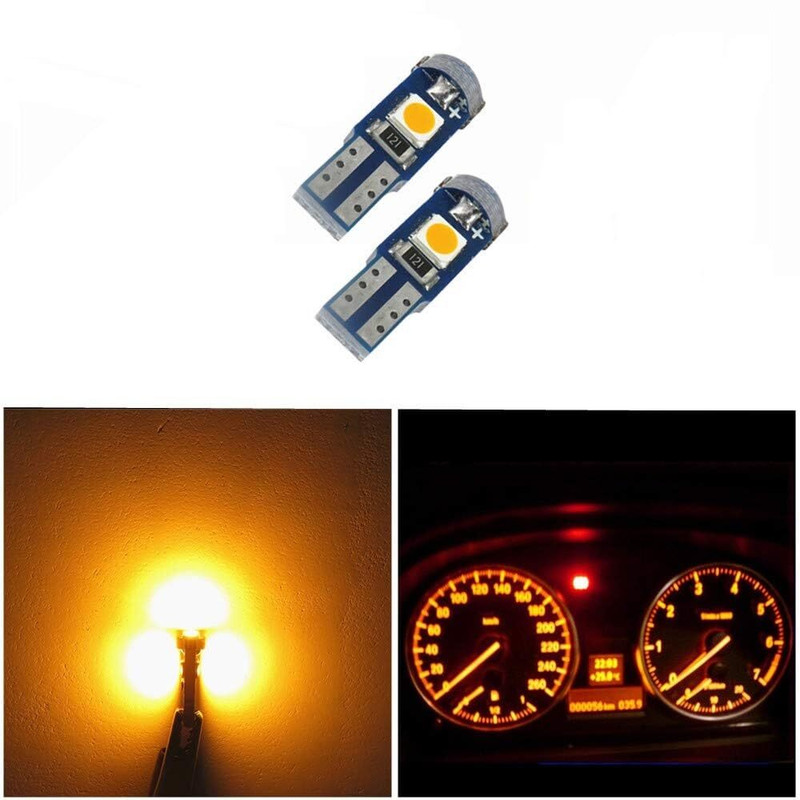 Cloudsale T5 LED Bulb Yellow Canbus Free Gauge Cluster Dashboard Indicator Light Bulbs Dash Light Car LED (12 V, 30 W)(Universal For Car, Pack of 2)