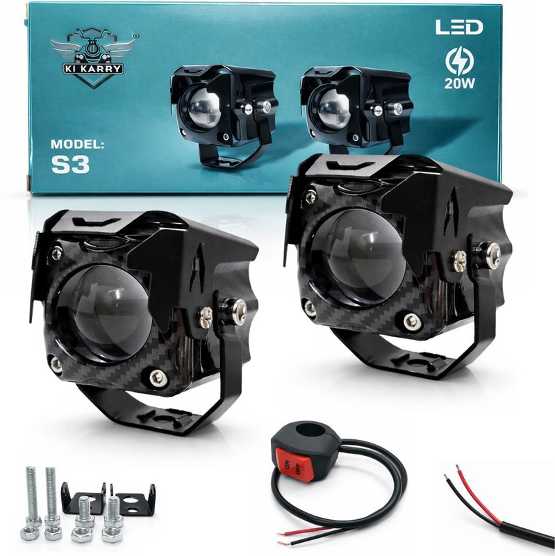 AutoPowerz Single Lens Fog Light Carbon Finish Waterproof & Dustproof High Bright Light Fog Lamp Motorbike, Car, Truck, Van LED (12 V, 40 W)(Universal For Bike, Universal For Car, Pack of 2)