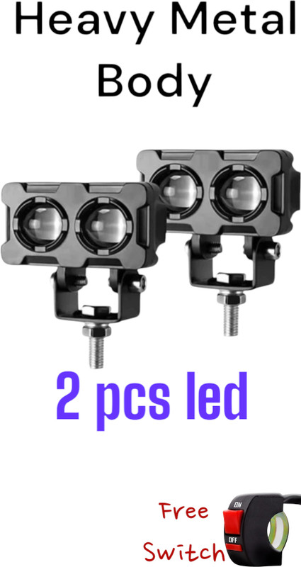 Anaisha Enterprises 2 LED Lens LED Fog Light for bike White/Amber for All Motorbike Cars pack Of 2 Fog Lamp Van, Car, Truck, Motorbike LED (12 V, 35 W)(All Royal Enfield Models, Splendor Plus, Pulsar 150, Apache RTR 160, Pack of 2)