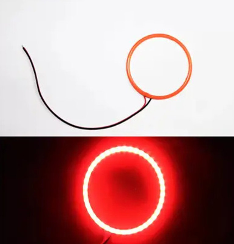 Huims Angel Ring Light 60mm Red Single pc (2pc) L_0 Tail Light Car Fog Lamp Motorbike, Car LED (12 V, 12 W)(Universal For Bike, Universal For Car, Pack of 2)