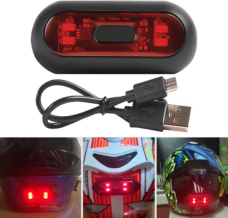 Vagary Helmet Light with 3 Modes Flashing, Motorcycle Bike Red Safety Helmet Light Indicator Light Motorbike LED (12 V, 10 W)(Universal For Bike)