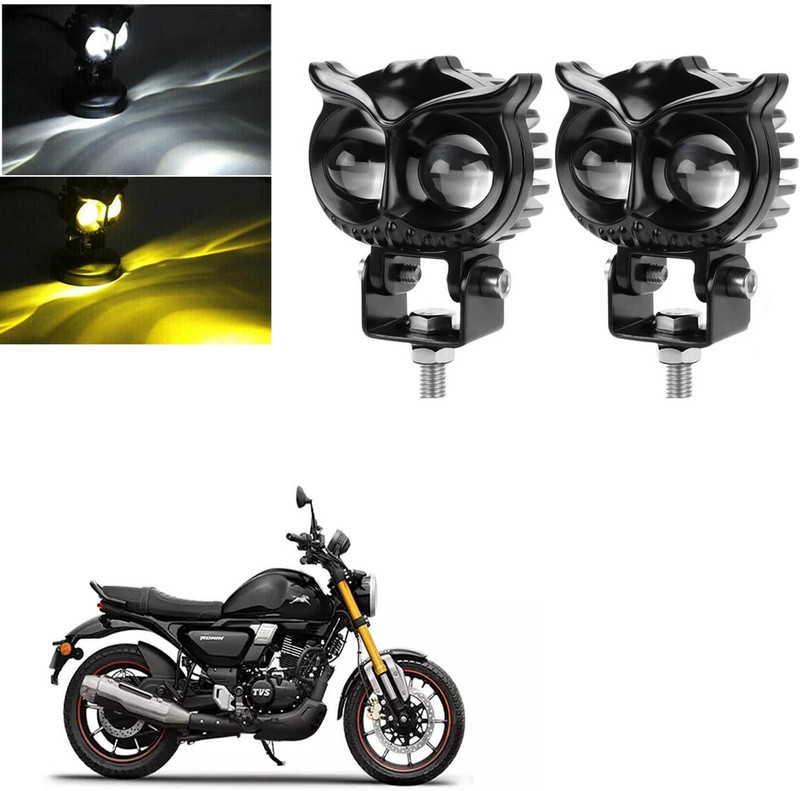 RACER'S EDGE OWL Shape Fog Yellow-White fog light for TVS Ronin Fog Lamp Car, Motorbike LED for TVS (12 V, 15 W)(Universal For Bike, Pack of 2)
