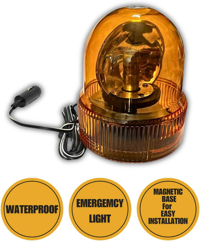 Autocastle YELLOW REVOLVING VIP/AMBULANCE/POLICE LIGHT,MAGNETIC FANCY EMERGENCY LIGHT Indicator Light Car, Truck, Van Halogen (12 V, 24 W)(Universal For Bike, Universal For Car, Pack of 1)