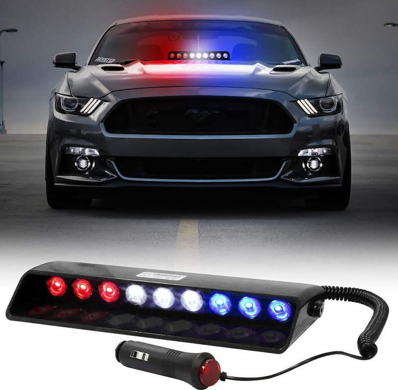 FABTEC 9 LED Car Emergency Strobe Light Car Police Warning Signal Flashing Light Dash Light Car LED (15 V, 12 W)(Universal For Car, Pack of 1)