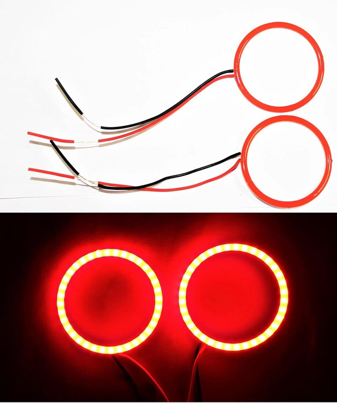 RACER'S EDGE Angel Eyes Ring Light for KTM RC 125/200/390 (RED) Headlight Motorbike LED for KTM (12 V, 15 W)(Duke 200, Duke 390, Pack of 2)