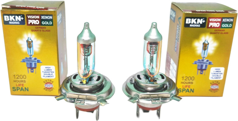 BKN Madras 12v 130/100W Halogen H4 Car Headlight Bulb P43T 2 Headlight Bulbs Headlight Car Xenon (12 V, 100 W)(Universal For Car, Pack of 2)