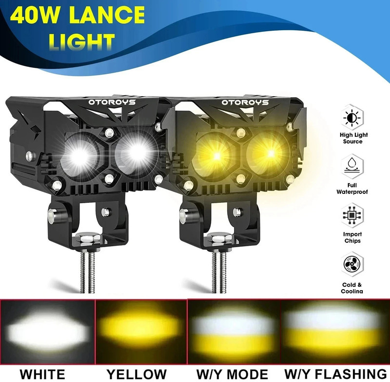 Otoroys 2 Auxiliary Spot Lights 40W Projector Fog Lamp Car, Motorbike LED (12 V, 40 W)(Universal For Car, Pack of 2)