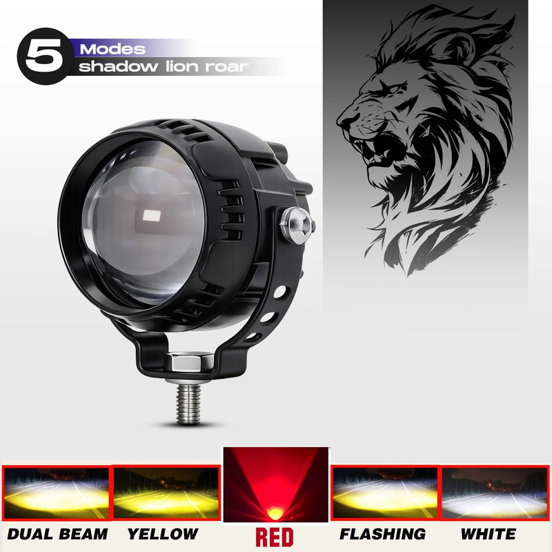 automunk Round LED Light for Bike Car 4 Modes Bright Fog Light White Red Yellow Fog Lamp Car, Motorbike LED (12 V, 30 W)(Universal For Bike)