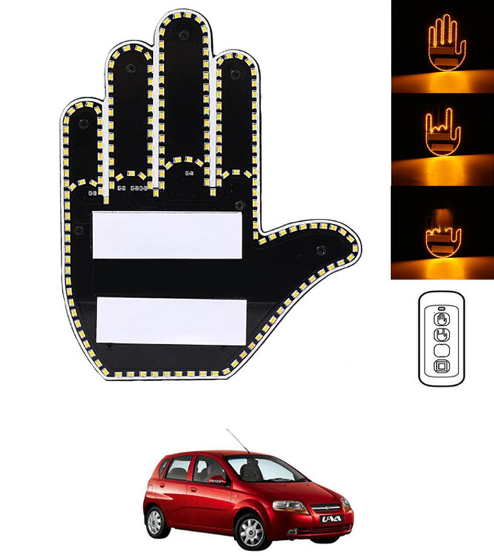 RKPSP Hand Gesture Funny LED Light with Remote Car Accessory Car Back Window Sign-25 Car Reflector Light(Yellow)