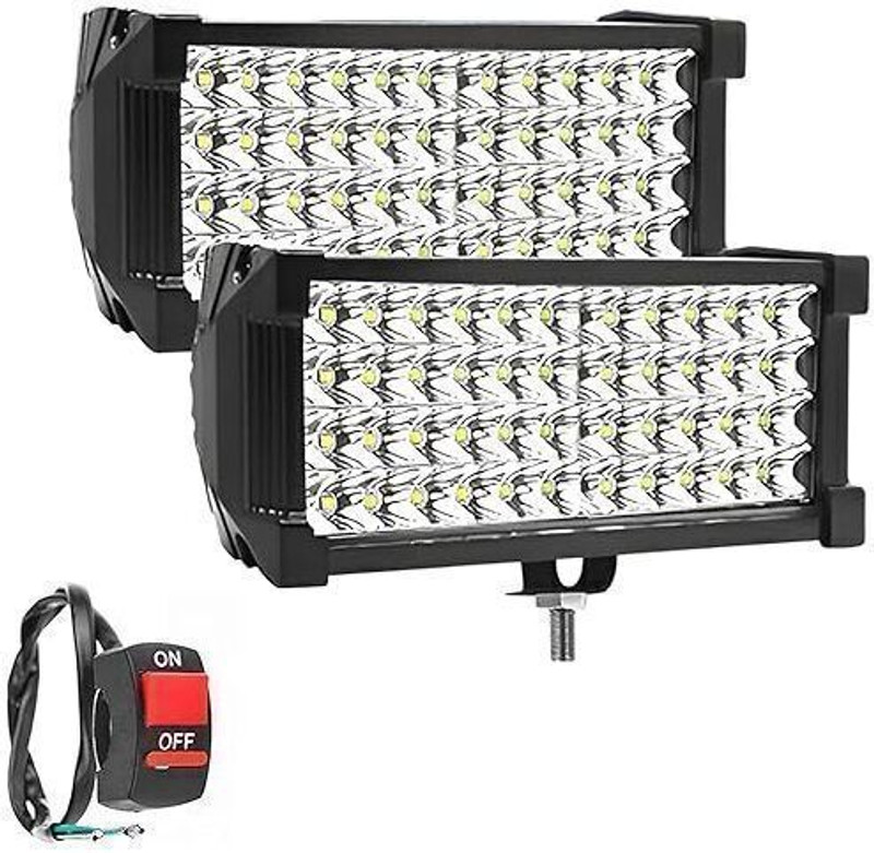 CARZEX 7 Inch 48 led bar Light, Fog Light, Off-Road Flood Beam for Bikes & Scooties Fog Lamp Motorbike LED (12 V, 144 W)(Universal For Bike, Pack of 2)