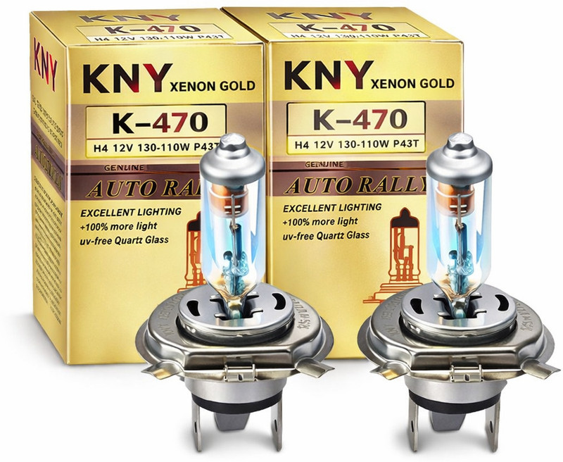 kny H4 130/110W Xenon Gold Headlight Bulb IP68 Waterproof All Weather Driving Headlight Car, Van Xenon (12 V, 110 W)(Universal For Car, Pack of 2)