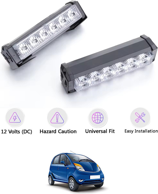 MATIES Dual 6LED/12V Police Light Blue/Red with Remote FlashLight Universal for car 155 Fog Lamp Car LED for Tata (12 V, 55 W)(Nano, Pack of 2)