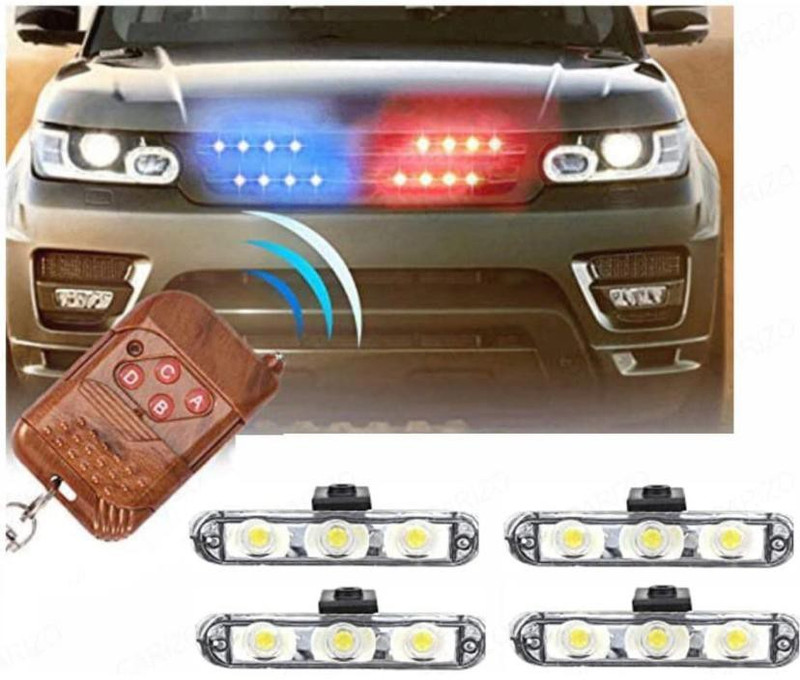 Auto MT 4PC 3LED POLICE LED Emergency Strobe Lights Brake Light Car, Truck, Motorbike, Van LED (12 V, 24 W)(Universal For Car, Pack of 1)