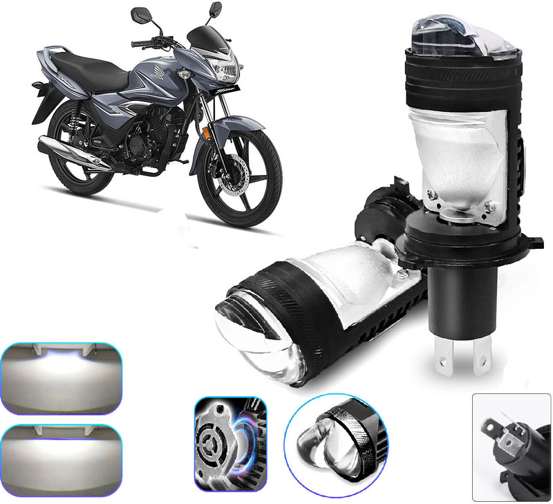 AUTO PEARL H4 LED Projector Len Motorcycle Headlight Bulbs 8000LM H/L Beam 6000K, white_D33 Headlight Motorbike LED for Honda (12 V, 55 W)(CB Shine, Pack of 1)