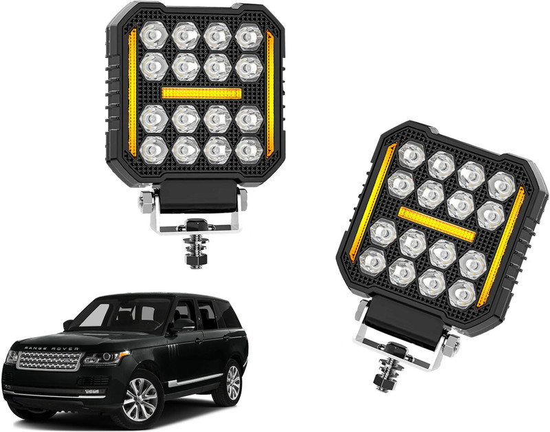 AUTO PEARL 4 Inch Square Luminous 16Led Auxiliary Amber DRL Spot Light for Car A229 Fog Lamp Car LED for Land Rover (12 V, 30 W)(Range Rover, Pack of 2)