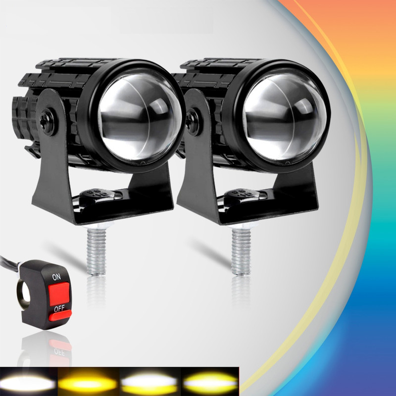 ZYO Motorcycle and Car Light Led White and Yellow With Switch Fog Lamp Motorbike, Car LED (12 V, 36 W)(Universal For Bike, Pack of 2)