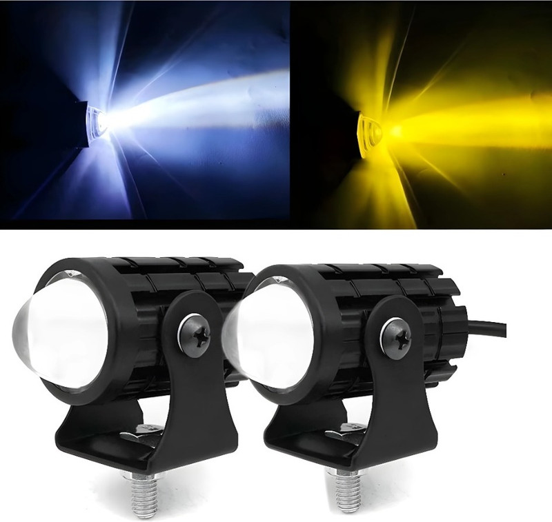 VoltRyd Fog Led Light for Scooty | Yellow White | Waterproof | Clamp Included Fog Lamp Motorbike LED (12 V, 60 W)(Universal For Bike)