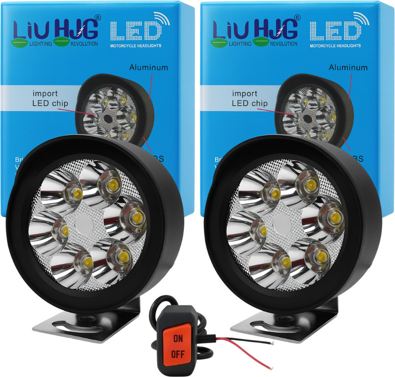 AutoPowerz 6 Led Round Cap Pair With Normal Switch Fog Lamp Motorbike, Car, Van LED (12 V, 18 W)(Universal For Bike, Pack of 3)