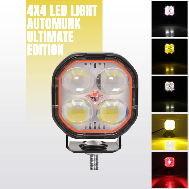 automunk AM 4By4 Multi mode Square Shape Led Light Fog Lamp Car, Motorbike LED (12 V, 48 W)(Universal For Bike, Pack of 1)
