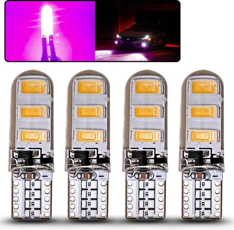 AutoPowerz T10 Pink Color Flashing Parking LED Bulb Parking Light Car, Motorbike LED (12 V, 5 W)(Universal For Bike, Universal For Car, Pack of 4)