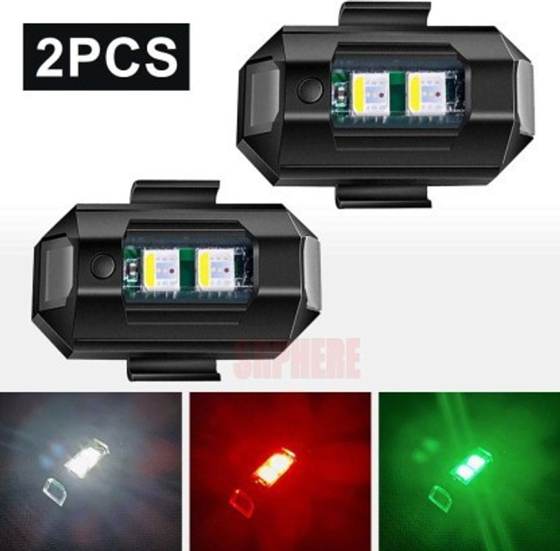 SRPHERE 2PCS RC Drone LED Flash LED Position Wireless Light Reversing Light Car, Motorbike, Truck, Van LED (12 V, 10 W)(Universal For Bike, Pack of 2)