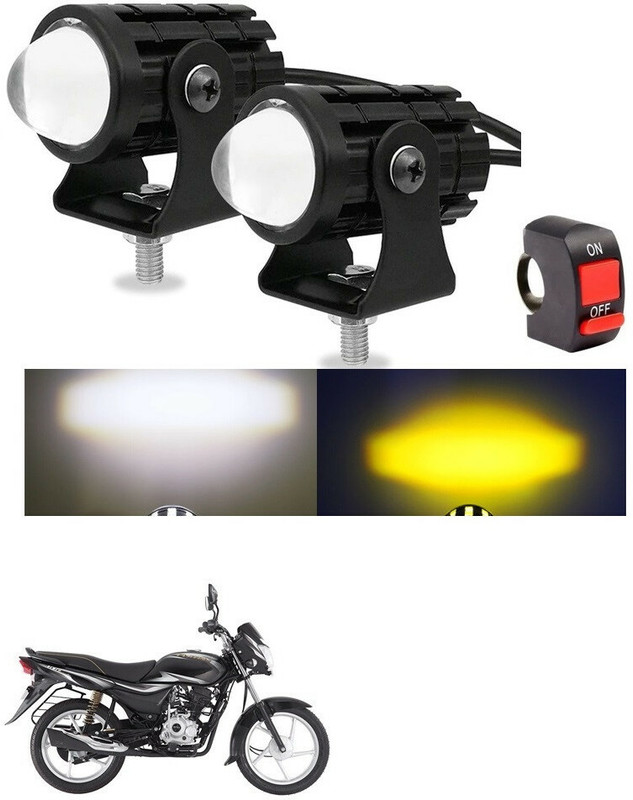 Znee Smart Motorcycle and Car Fog Light Led White and Yellow With Switch For Bajaj Platina Headlight Motorbike LED for Bajaj (12 V, 36 W)(Platina, Pack of 2)