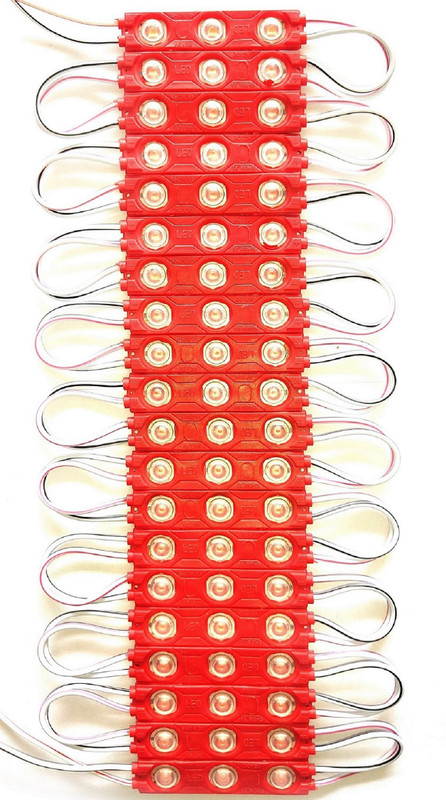 Steko (20 Pieces) {RED} DC 12V 1.5 Watt Optical Lens 3 LED Module Light For Decoration Interior Light Motorbike LED (12 V, 1.5 W)(Universal For Car, Pack of 20)