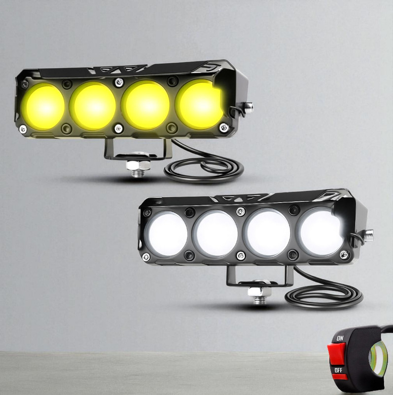 BIKEBLOOM 4LED, 120W Yellow/White Fog Light For Universal Bike,Car,Truck (pack of 2 pcs) Fog Lamp Van, Car, Truck, Motorbike LED (12 V, 90 W)(Universal For Car, Universal For Bike, Pack of 2)