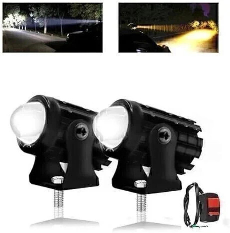 CARZEX Mini Yellow/White LED Fog Light for bike, scooty,cars Fog Lamp Motorbike LED (12 V, 36 W)(Universal For Bike, Pack of 2)