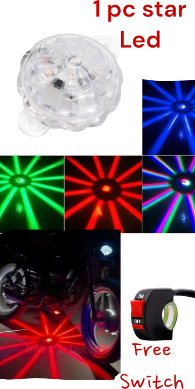 BIKEBLOOM Star led light(pvc)for all motorbikes(multi colour) Side Marker Motorbike LED (12 V, 15 W)(Universal For Bike, Pack of 1)