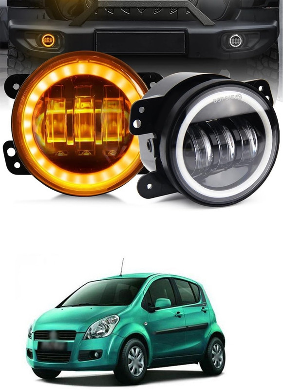 GONAMA Universal 4 inch White Amber Ring DRL Fog Light Round Light LED Fog Lamp sg75 Car Fancy Lights(Multicolor)