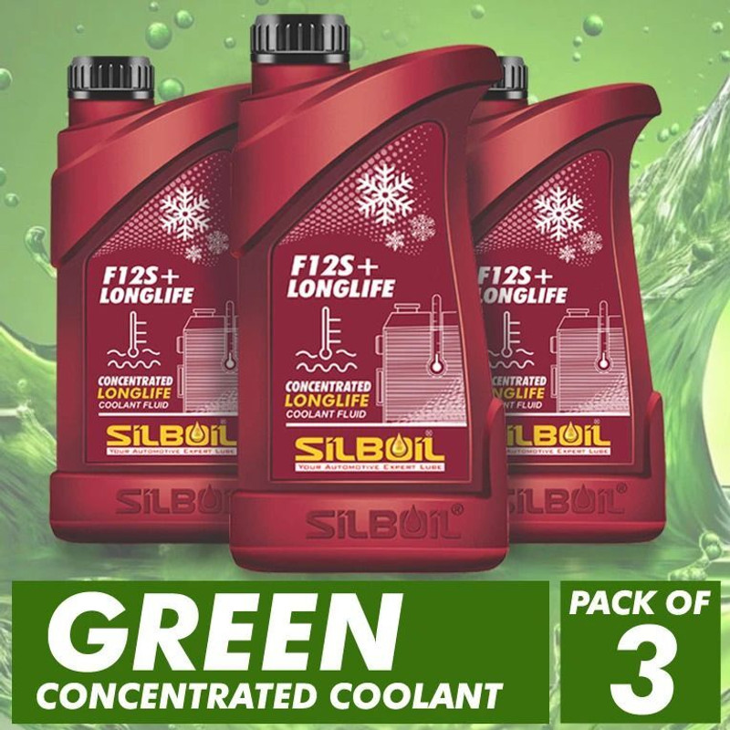 SILBOIL P3 GREEN F12S+ LONGLIFE ANTIFREEZE | Concentrated (1:4) Formula with Advanced Deep-Cool Technology Coolant(1 L, Pack of 3)