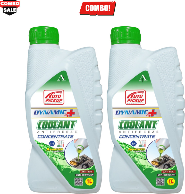 AUTO PICKUP Premium Quality Combo Pack Of Dynamic Plus Antifreeze 1.4 Concentrated Green Radiator Coolant Green(1 L, Pack of 2)