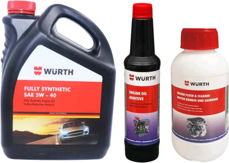 Wurth 5W-40 4L & ENGINE OIL ADDITIVE 250 ML & ENGINE FLUSH & CLEANER 250ML Full-Synthetic Engine Oil(4500 ml, Pack of 3)