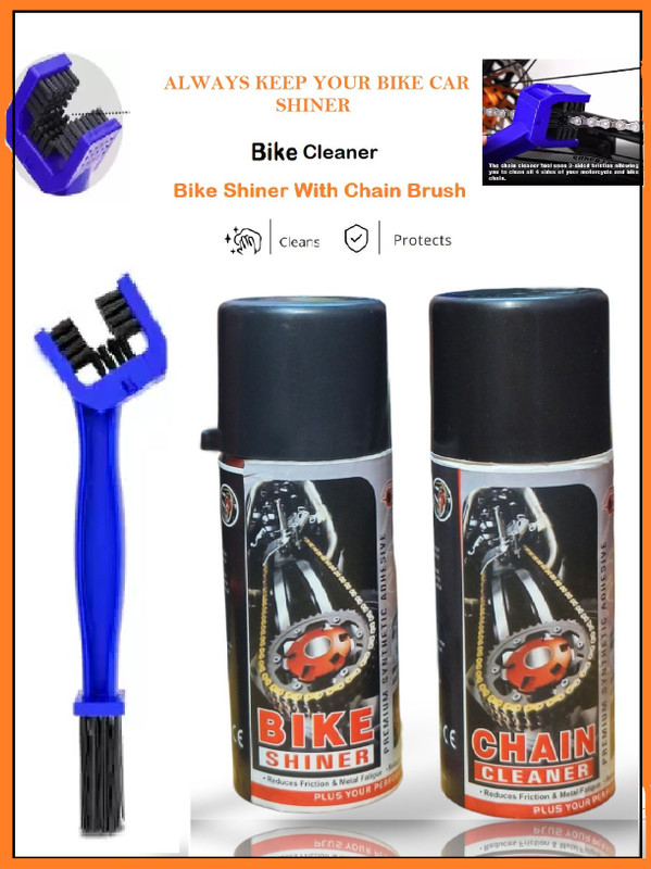 CROXIV Combo Of Bike Shiner + Bike Cleaner With Chain Cleaning Brush CXV-465 | Cleans | Shines & Protects Chain Oil(300 ml, Pack of 3)