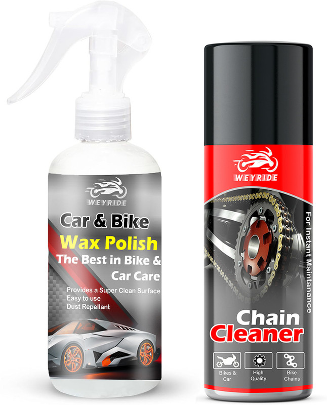 Weyride Bike Chain Cleaner Spray with Car Wax Polish For Bike (Cleaner 300ml) Wa_j16 Corrosion protection Prevent Chain (bike Polish 250ml) Chain Oil(400 ml, Pack of 2)