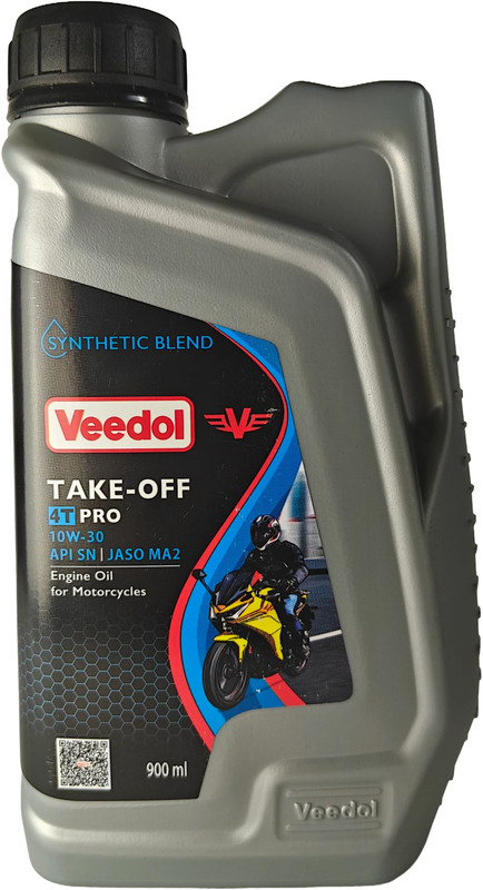 Veedol Take-Off 4T Pro 10W-30 Engine Oil | Synthetic Blend |For Motorcycles Full-Synthetic Engine Oil(900 ml, Pack of 1)
