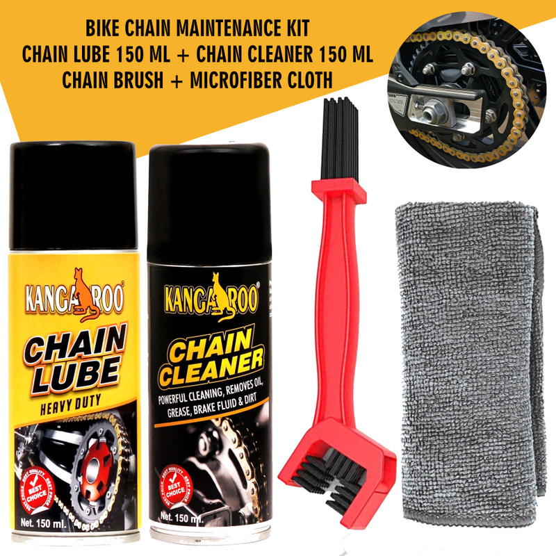 KANGAROO Chain Lube and Chain Cleaner 150 ml Each With Chain Cleaning Brush | Microfiber Cloth | Bike Care and Maintenance Kit Chain Oil(300 ml, Pack of 4)